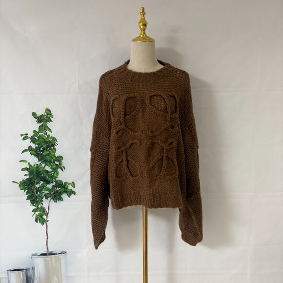 Loewe Women's Brown Knit Letter Puzzle Sweater - Picture 5 of 13